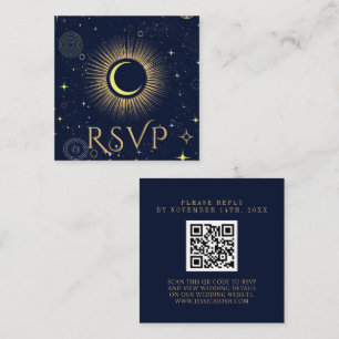 Carte D'accompagnement Galaxie mystique Marine Bleu QR Code Mariage RSVP