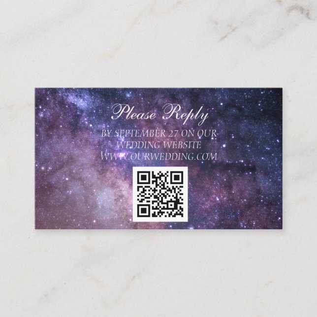 Carte D'accompagnement Galaxy Starry Night Purple Sky Universe Mariage (Devant)