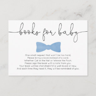 Carte D'accompagnement Garçon baby shower bleu arc livres de cravate pour