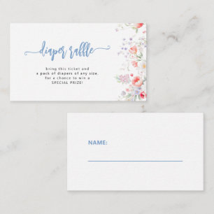 Carte D'accompagnement Garçon bébé fleur sauvage bleue en fleurs tombola 