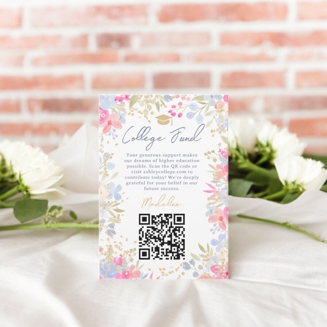 Carte D'accompagnement Garden pastel fleur sauvage collège de diplôme (Garden pastel wildflowers college fund graduation enclosure card)