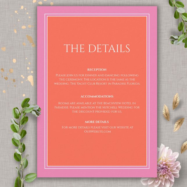 Carte D'accompagnement Garden Sunrise Pink Orange Boho Mariage (Créateur téléchargé)