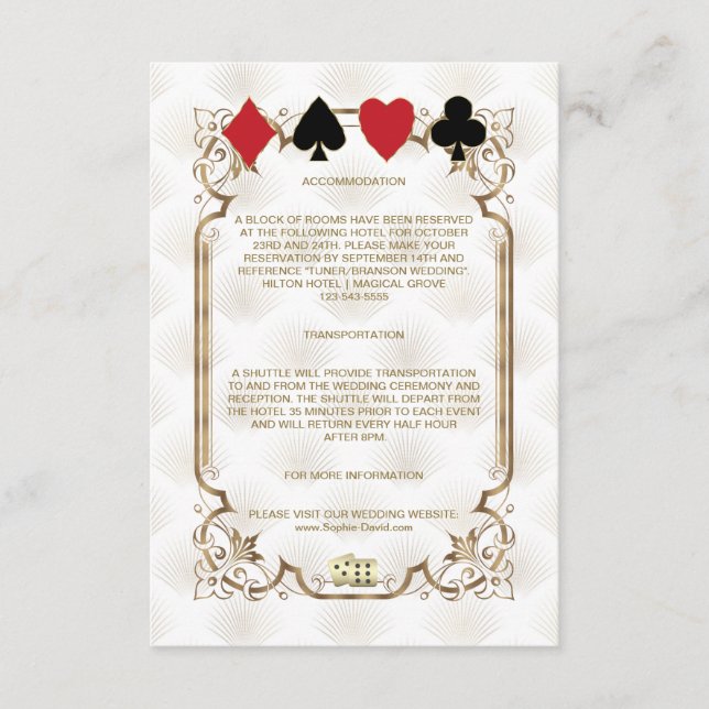 Carte D'accompagnement Gatsby Casino Las Vegas Poker Hébergement (Devant)
