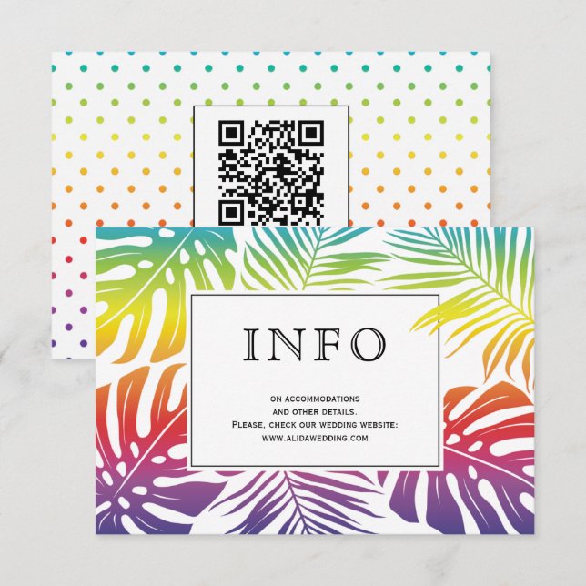 Carte D'accompagnement Gay, lesbienne mariage arc-en-ciel feuille pois (Devant / Derrière)