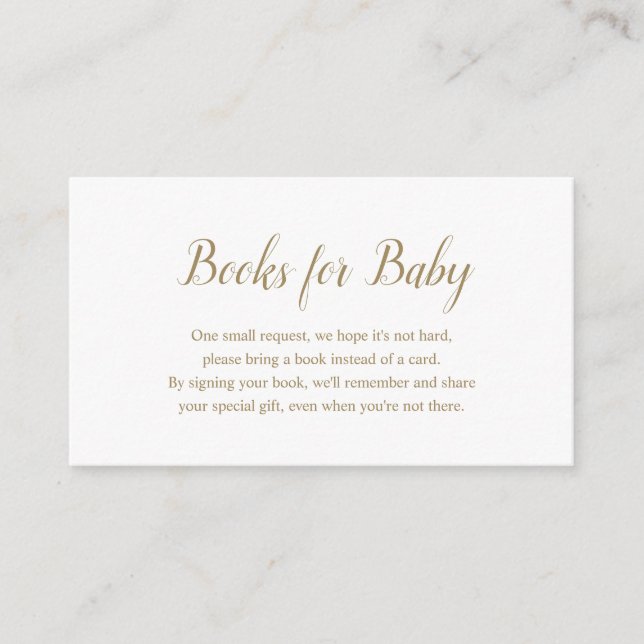 Carte D'accompagnement Genre Neutral Simple Gold Livres pour le Baby show (Devant)