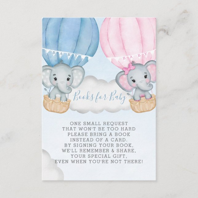 Carte D'accompagnement Genre Reveal Elephant Balloon Livres pour bébé (Devant)