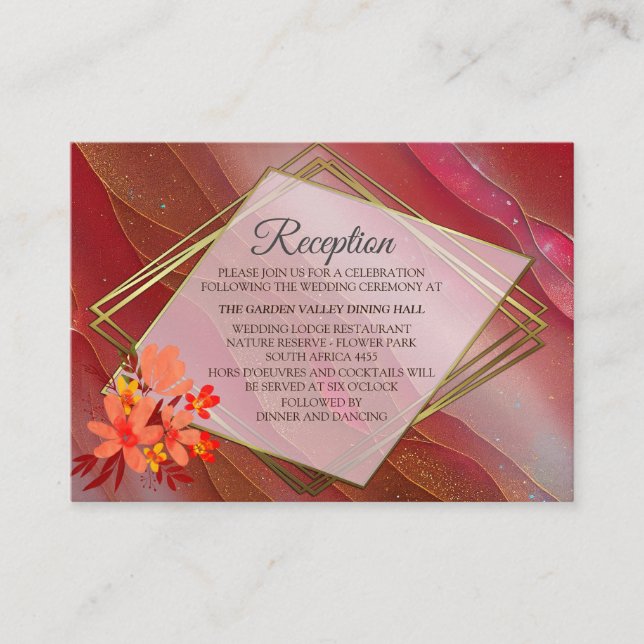 Carte D'accompagnement Géométrique - Bouquet de fleurs Marine-Gold (Devant)