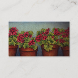 Carte D'accompagnement Geraniums rouges dans des pots d'argile