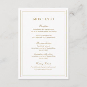 Carte D'accompagnement Gertrude Gold Classic Mariage élégant