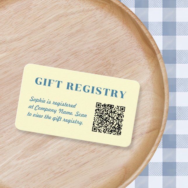 Carte D'accompagnement Gift Registry Qr Code Butter Yellow & Blue (Gift Registry Qr Code Butter Yellow & Blue Enclosure Card)