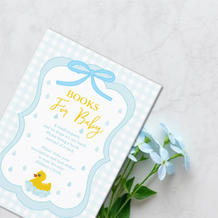 Carte D'accompagnement Gingham à gouttes d'eau pour Baby Shower Livres po