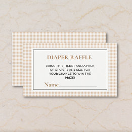 Carte D'accompagnement Gingham Neutral Diaper Raffle Tickets Baby Shower