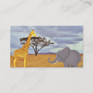 Carte D'accompagnement girafe et éléphant dans le safari