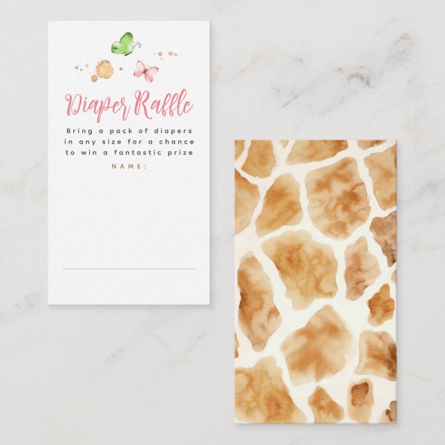 Carte D'accompagnement Giraffe  Baby shower au frai Billets Enclosur (Devant / Derrière)