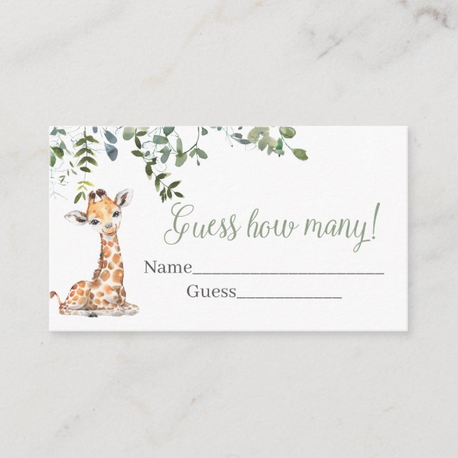 Carte D'accompagnement Giraffe Devine Combien (Devant)