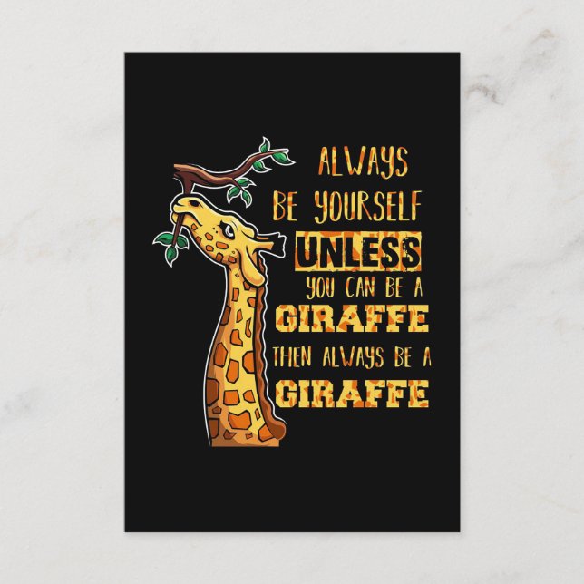 Carte D'accompagnement Giraffe Giraffe Lover Giraffes Soyez Toujours Vous (Devant)