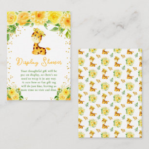 Carte D'accompagnement Giraffe Jaune Floral Baby shower