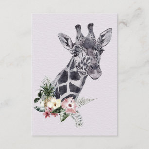 Carte D'accompagnement Giraffe Oreille Giraffe Animal avec Fleur