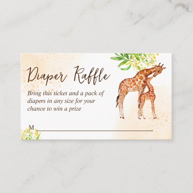 Carte D'accompagnement Giraffe safari baby shower tombole (Devant)