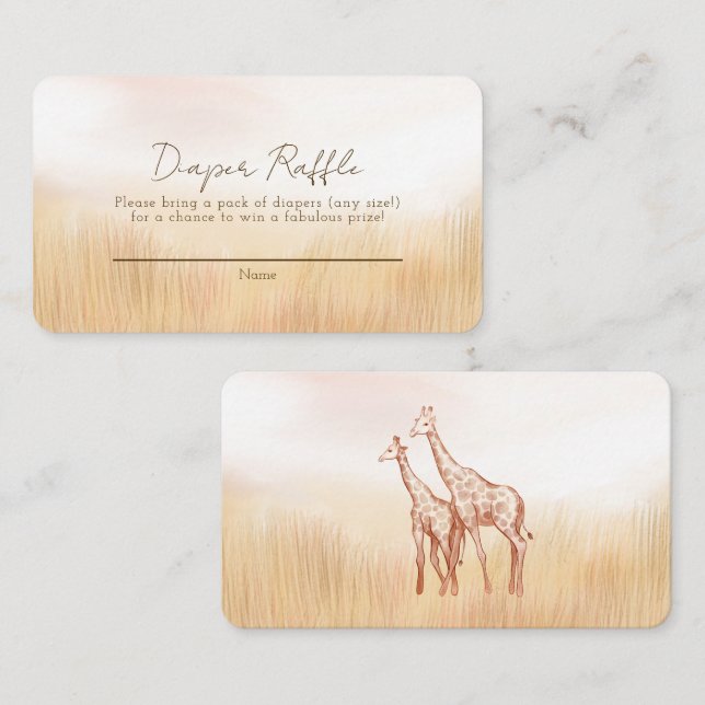 Carte D'accompagnement Giraffe Savanah Baby shower Déchets Raffle (Devant / Derrière)