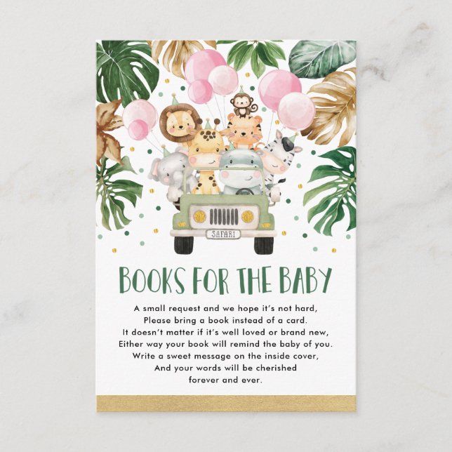 Carte D'accompagnement Girl Jungle Safari Drive By Shower Books for Baby (Devant)