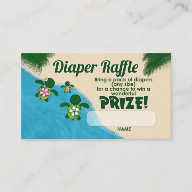 Carte D'accompagnement Girl Sea Turtle Honu Family Diaper Tickets (Devant)