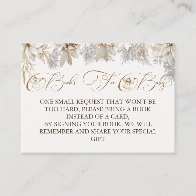 Carte D'accompagnement Girl Winter Floral Livres Pour Baby Baby shower (Devant)