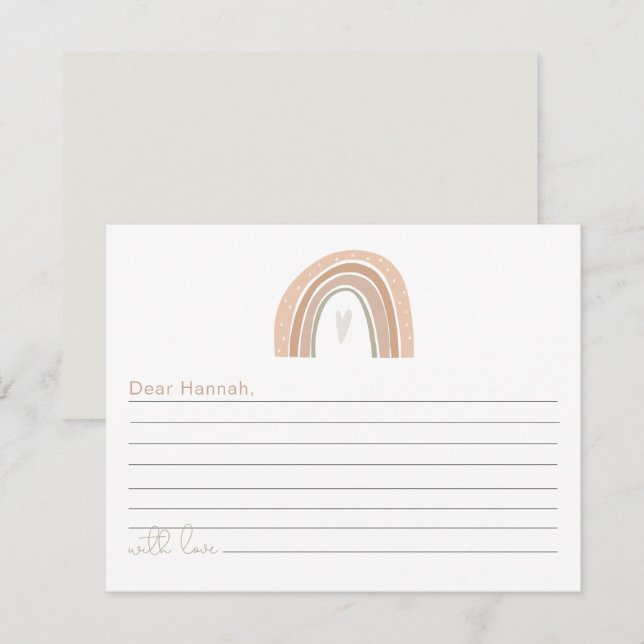 Carte D'accompagnement GITA Boho Pastel Arc-en-ciel 1er anniversaire heur (Devant / Derrière)