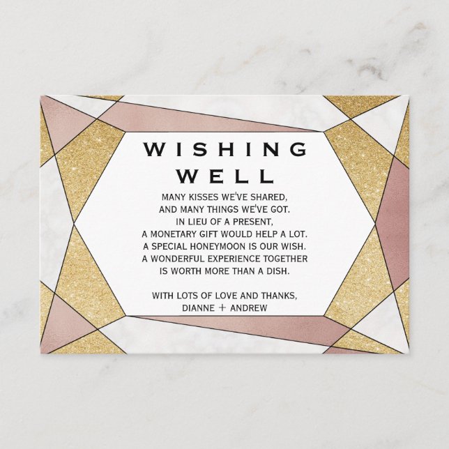 Carte D'accompagnement Glam Géométrique Mariage de diamant Wishing well (Devant)