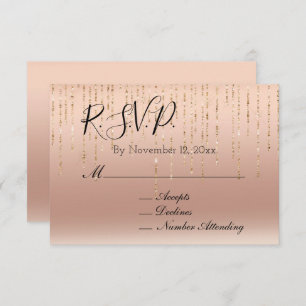 Carte D'accompagnement Glam Sparkle Rose Gold Peach Blush Mariage