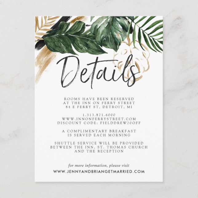 Carte D'accompagnement Glamorisant Summer Greenering Mariage Détails du c (Devant)