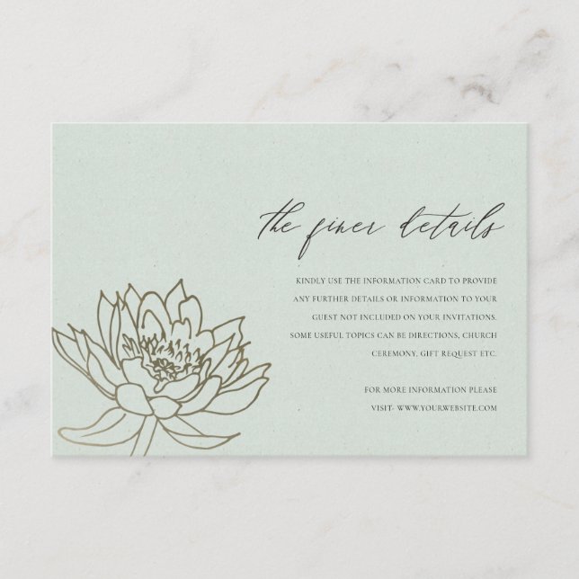 CARTE D'ACCOMPAGNEMENT GLAMOROUS PALE BLEU SILVER INFORMATIONS LOTUS (Devant)