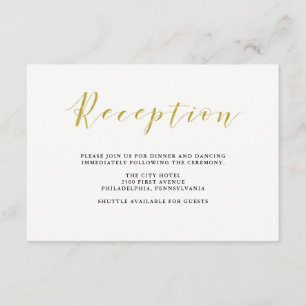 Carte D'accompagnement Glamour Faux Gold Classic Wedding Réception