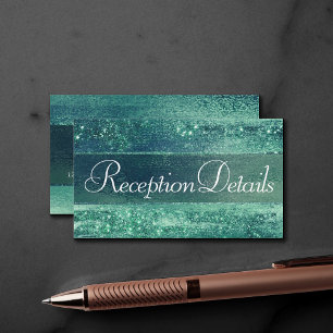 Carte D'accompagnement Glitzy Foil Réception verte Seafoam Iridescente