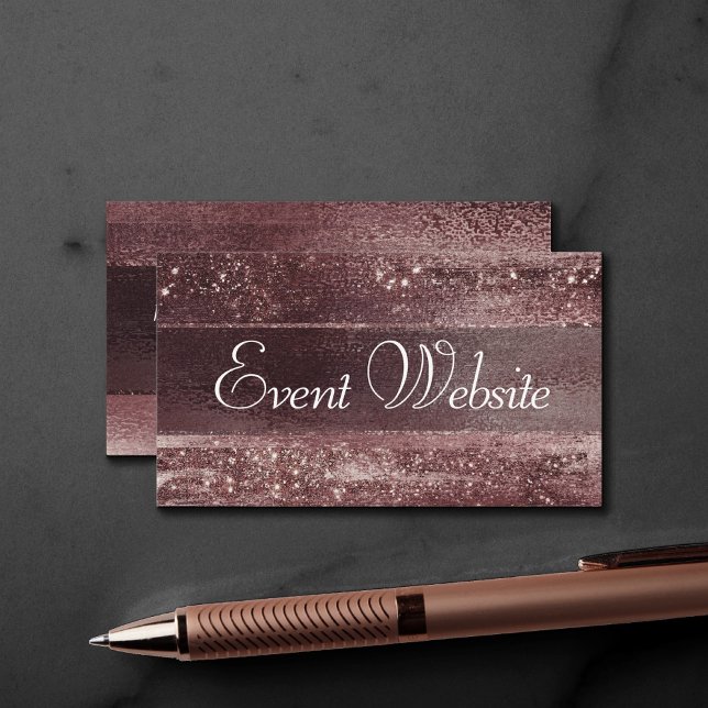 Carte D'accompagnement Glitzy Foil | Site Web Rose Gold Mauve Pink Blush (Créateur téléchargé)