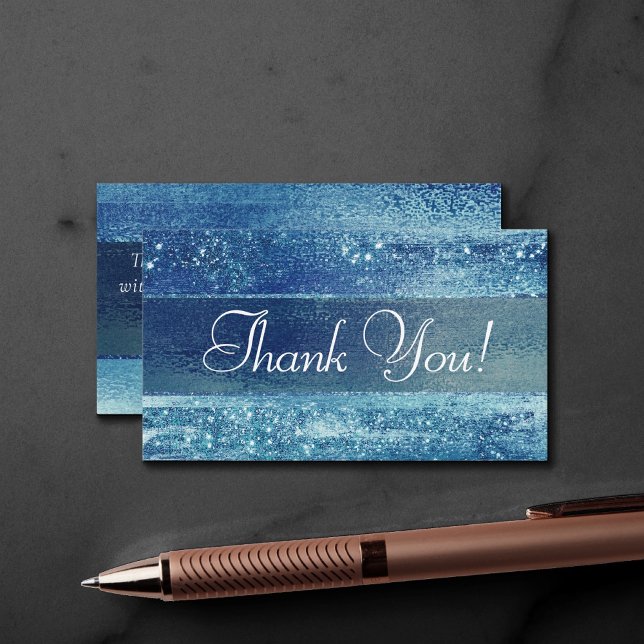 Carte D'accompagnement Glitzy Minimalist | Iridescent Blue Thank You (Créateur téléchargé)