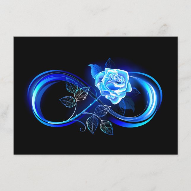 Carte D'accompagnement Glowing infinity with blue rose (Devant)