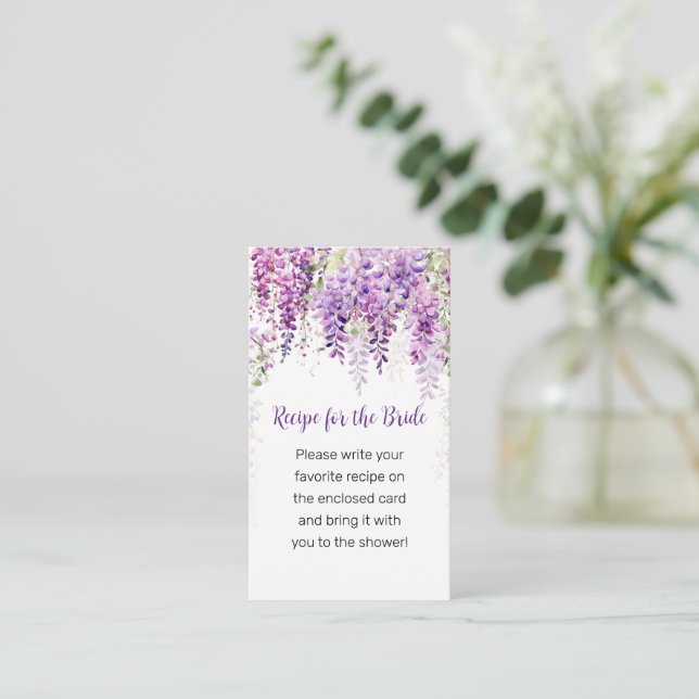 Carte D'accompagnement Glycine à l'aquarelle violette (Debout devant)