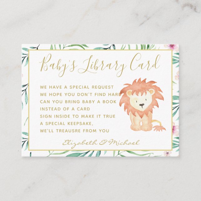 Carte D'accompagnement Gold Baby Library Demande de livre Lion Jungle Saf (Devant)