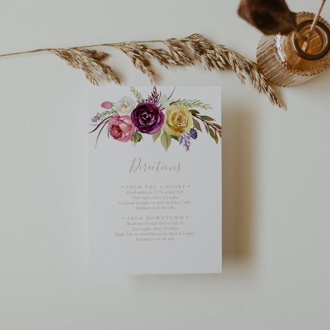 Carte D'accompagnement Gold Boho Tropical Floral Mariage Directions (Créateur téléchargé)