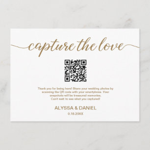 Carte D'accompagnement Gold Capture de l'amour code QR mariage photo part