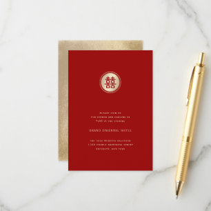 Carte D'accompagnement Gold Circle Double Bonheur Chic Mariage chinois