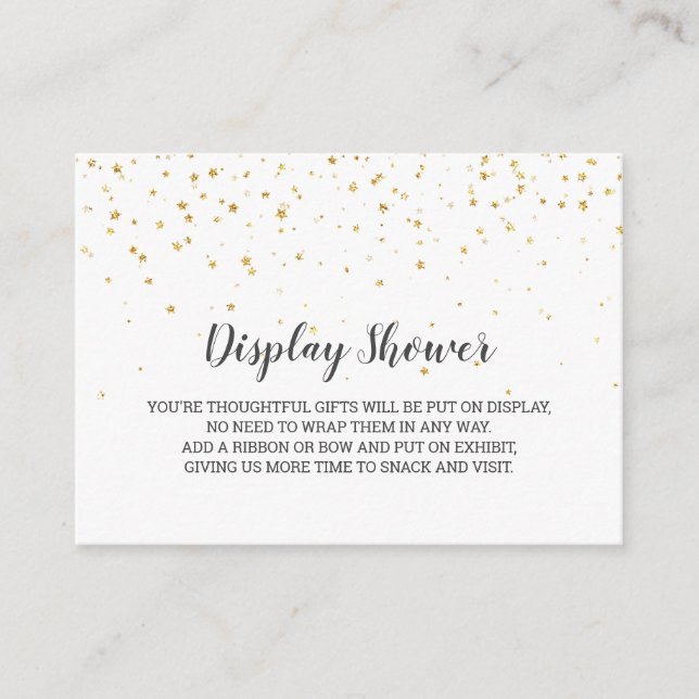 Carte D'accompagnement Gold Confetti Baby Display Douche (Devant)