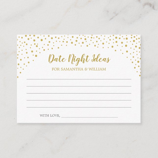 Carte D'accompagnement Gold Confetti Mariage Date Idées (Devant)