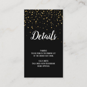 Carte D'accompagnement Gold Confetti sur Black Details Nouvel An Insertio