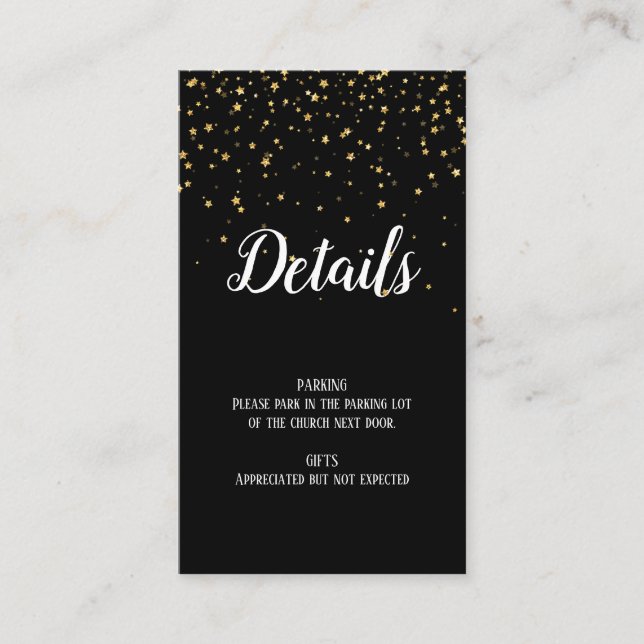 Carte D'accompagnement Gold Confetti sur Black Graduation Détails Insérer (Devant)
