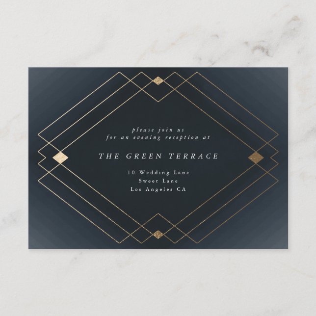Carte D'accompagnement Gold Diamond Marine Géométrique Déco Mariage Gatsb (Devant)