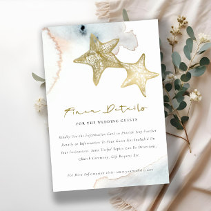CARTE D'ACCOMPAGNEMENT GOLD DUSKY BLUE BEACHY STARFISH DÉTAILS MARIAGES