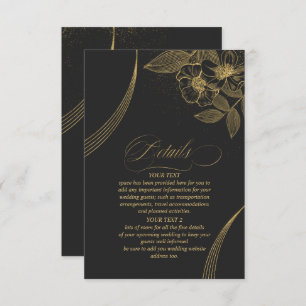 Carte D'accompagnement Gold Dust & Outlines Détails du Mariage Blk/Gld ID