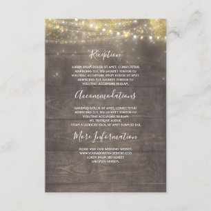 Carte D'accompagnement Gold et Mauve Rustic Mariage Information Invité
